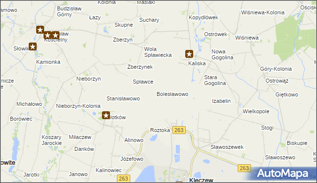 mapa Bolesławowo gmina Kleczew, Bolesławowo gmina Kleczew na mapie Targeo