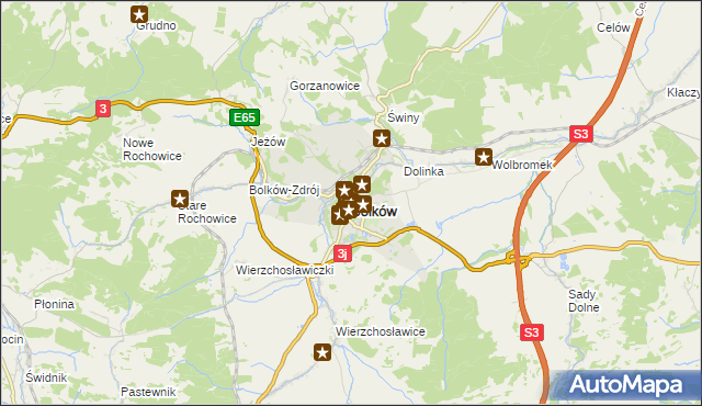 mapa Bolków powiat jaworski, Bolków powiat jaworski na mapie Targeo