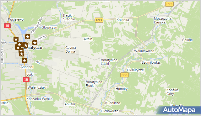 mapa Boratyniec Lacki, Boratyniec Lacki na mapie Targeo