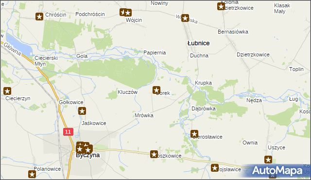 mapa Borek gmina Byczyna, Borek gmina Byczyna na mapie Targeo