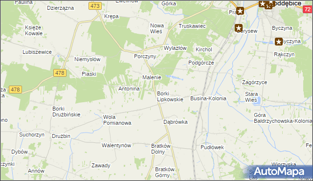 mapa Borki Lipkowskie, Borki Lipkowskie na mapie Targeo