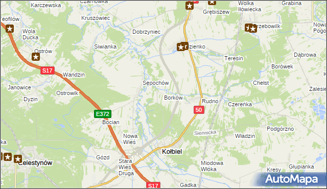 mapa Borków gmina Kołbiel, Borków gmina Kołbiel na mapie Targeo