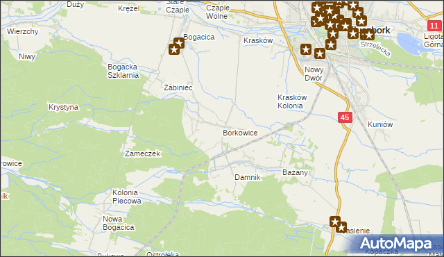 mapa Borkowice gmina Kluczbork, Borkowice gmina Kluczbork na mapie Targeo