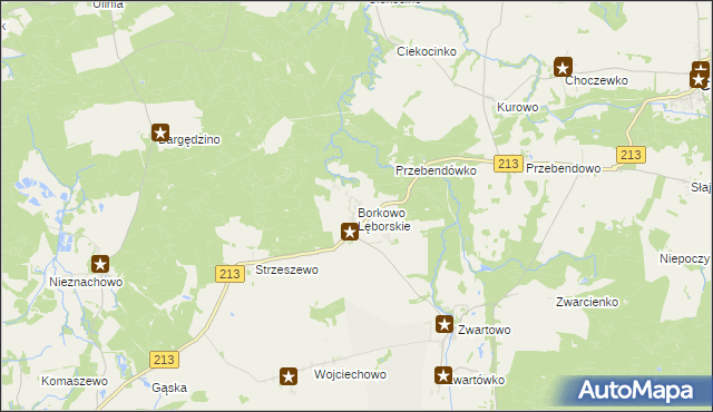 mapa Borkowo Lęborskie, Borkowo Lęborskie na mapie Targeo