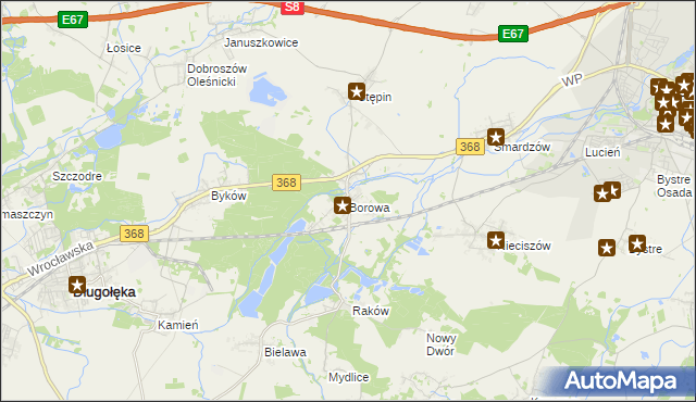 mapa Borowa gmina Długołęka, Borowa gmina Długołęka na mapie Targeo