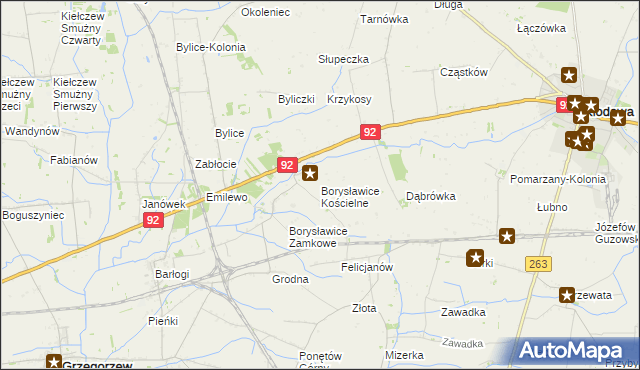 mapa Borysławice Kościelne, Borysławice Kościelne na mapie Targeo