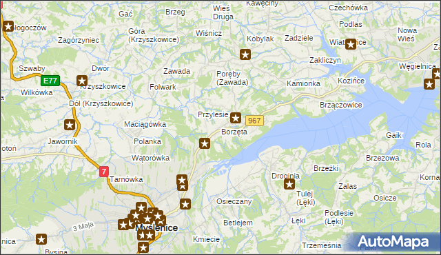 mapa Borzęta, Borzęta na mapie Targeo