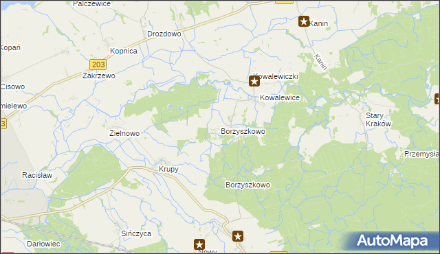 mapa Borzyszkowo gmina Darłowo, Borzyszkowo gmina Darłowo na mapie Targeo