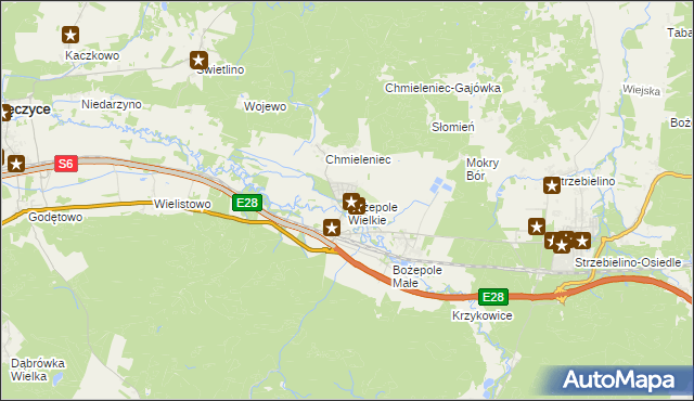 mapa Bożepole Wielkie, Bożepole Wielkie na mapie Targeo