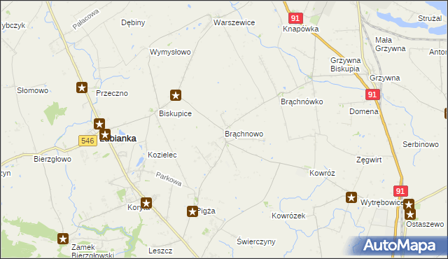 mapa Brąchnowo, Brąchnowo na mapie Targeo