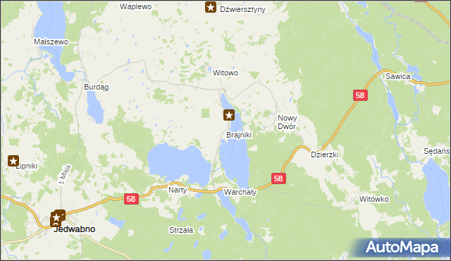 mapa Brajniki, Brajniki na mapie Targeo