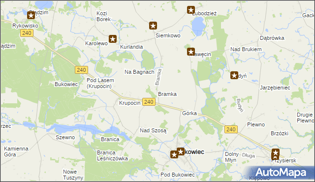 mapa Bramka gmina Bukowiec, Bramka gmina Bukowiec na mapie Targeo
