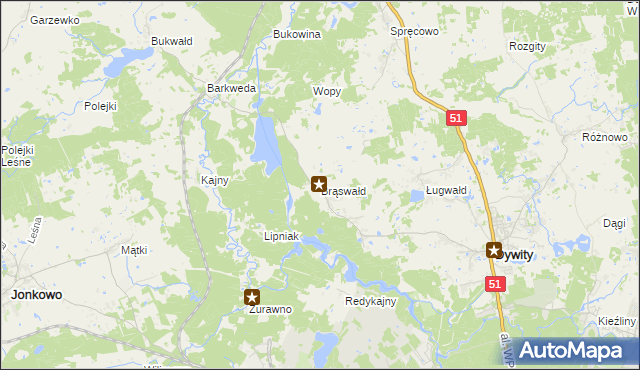 mapa Brąswałd, Brąswałd na mapie Targeo