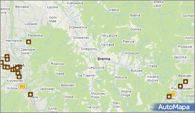 mapa Brenna, Brenna na mapie Targeo