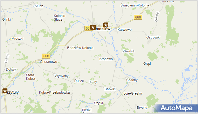 mapa Brodowo gmina Radziłów, Brodowo gmina Radziłów na mapie Targeo