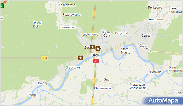 mapa Brok powiat ostrowski, Brok powiat ostrowski na mapie Targeo