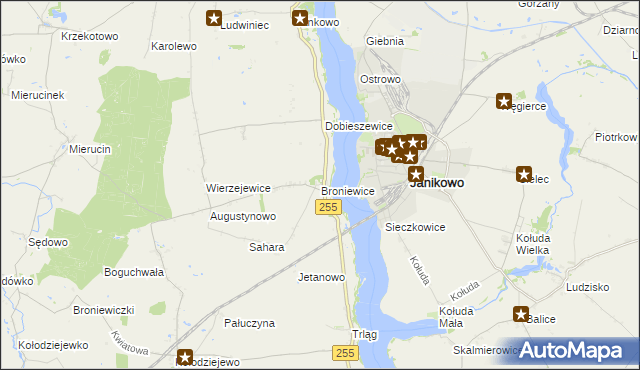 mapa Broniewice, Broniewice na mapie Targeo