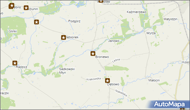 mapa Broniewo gmina Sadki, Broniewo gmina Sadki na mapie Targeo