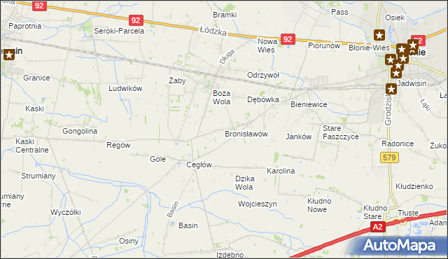 mapa Bronisławów gmina Baranów, Bronisławów gmina Baranów na mapie Targeo