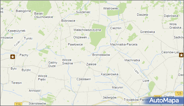 mapa Bronisławów gmina Błędów, Bronisławów gmina Błędów na mapie Targeo