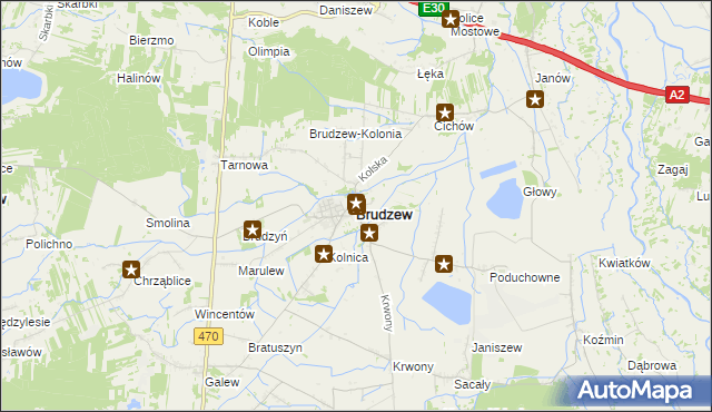 mapa Brudzew powiat turecki, Brudzew powiat turecki na mapie Targeo