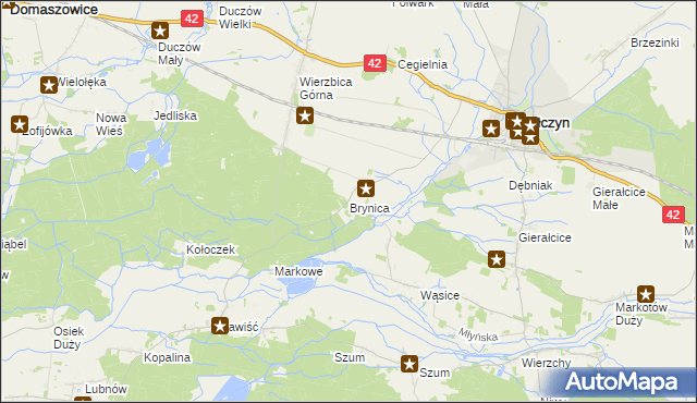 mapa Brynica gmina Wołczyn, Brynica gmina Wołczyn na mapie Targeo