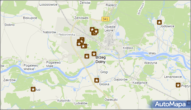 mapa Brzeg Dolny, Brzeg Dolny na mapie Targeo