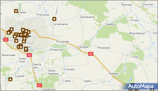 mapa Brzezie gmina Pleszew, Brzezie gmina Pleszew na mapie Targeo