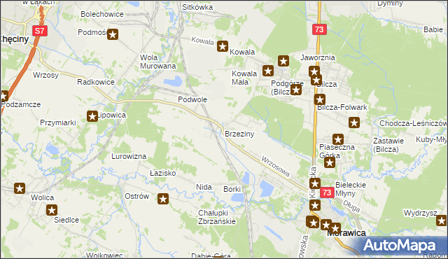 mapa Brzeziny gmina Morawica, Brzeziny gmina Morawica na mapie Targeo