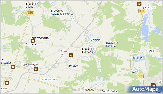 mapa Brzeźnica Bychawska, Brzeźnica Bychawska na mapie Targeo