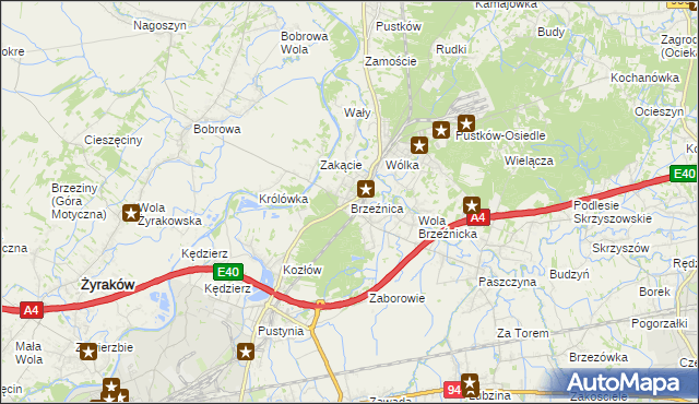 mapa Brzeźnica gmina Dębica, Brzeźnica gmina Dębica na mapie Targeo