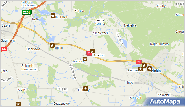 mapa Brzeźno gmina Kostrzyn, Brzeźno gmina Kostrzyn na mapie Targeo