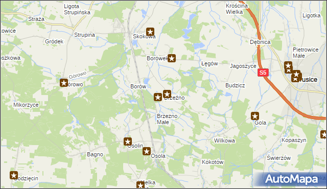 mapa Brzeźno gmina Prusice, Brzeźno gmina Prusice na mapie Targeo