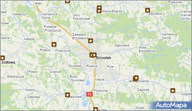 mapa Brzostek powiat dębicki, Brzostek powiat dębicki na mapie Targeo