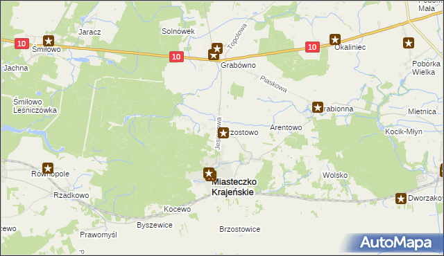 mapa Brzostowo gmina Miasteczko Krajeńskie, Brzostowo gmina Miasteczko Krajeńskie na mapie Targeo