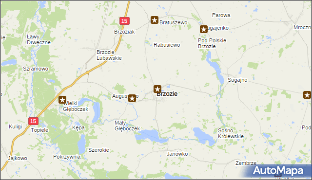 mapa Brzozie powiat brodnicki, Brzozie powiat brodnicki na mapie Targeo