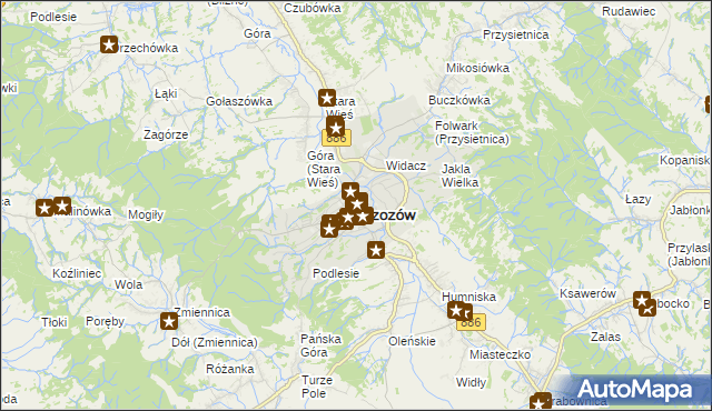 mapa Brzozów, Brzozów na mapie Targeo