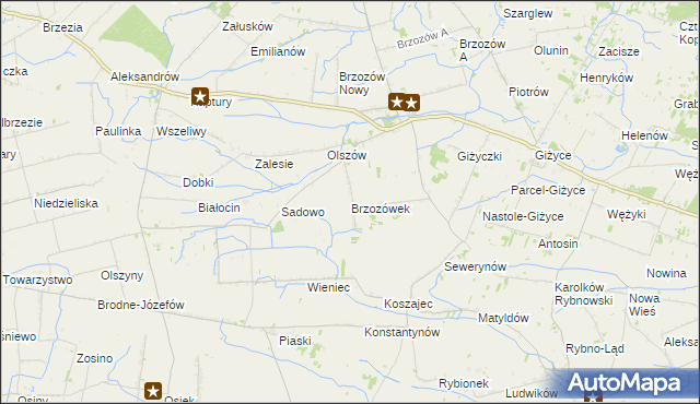 mapa Brzozówek, Brzozówek na mapie Targeo