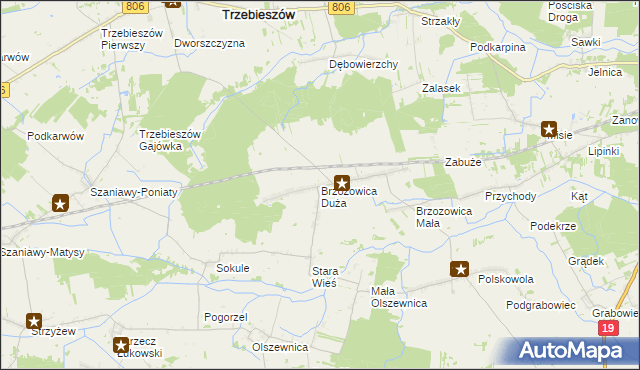 mapa Brzozowica Duża, Brzozowica Duża na mapie Targeo