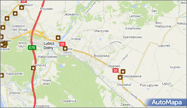 mapa Brzozówka gmina Obrowo, Brzozówka gmina Obrowo na mapie Targeo