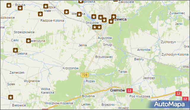 mapa Brzustowiec, Brzustowiec na mapie Targeo