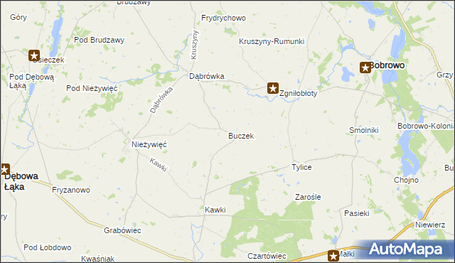 mapa Buczek gmina Bobrowo, Buczek gmina Bobrowo na mapie Targeo