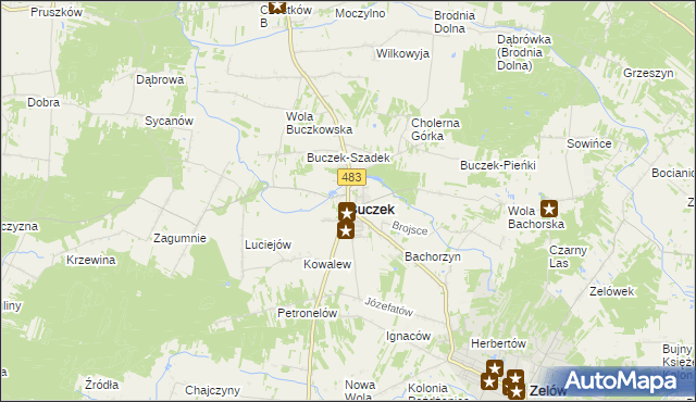 mapa Buczek powiat łaski, Buczek powiat łaski na mapie Targeo