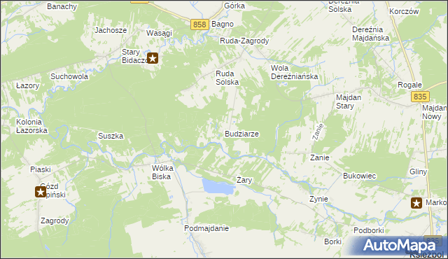 mapa Budziarze, Budziarze na mapie Targeo