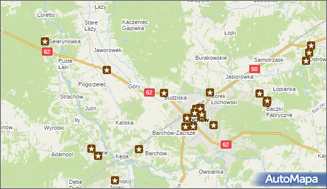 mapa Budziska gmina Łochów, Budziska gmina Łochów na mapie Targeo