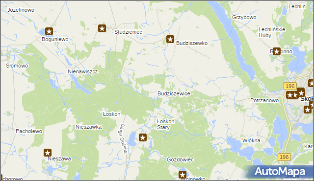 mapa Budziszewice gmina Skoki, Budziszewice gmina Skoki na mapie Targeo