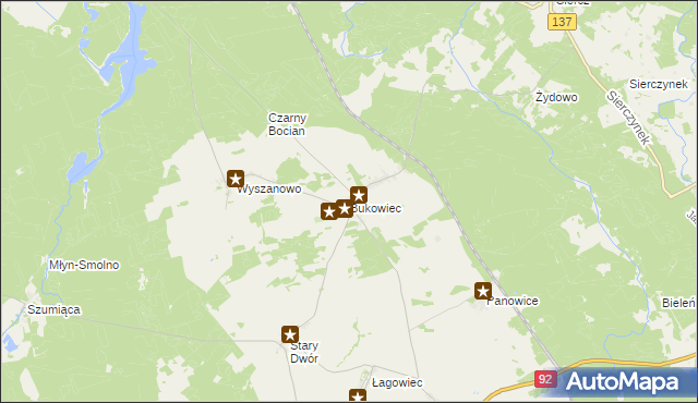 mapa Bukowiec gmina Międzyrzecz, Bukowiec gmina Międzyrzecz na mapie Targeo