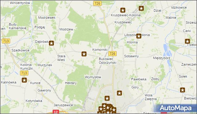 mapa Bukowiec Opoczyński, Bukowiec Opoczyński na mapie Targeo