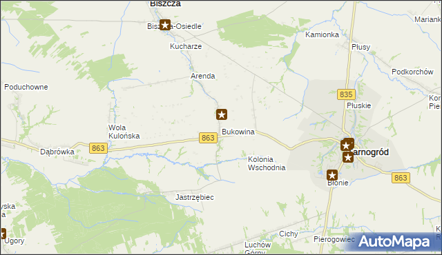 mapa Bukowina gmina Biszcza, Bukowina gmina Biszcza na mapie Targeo