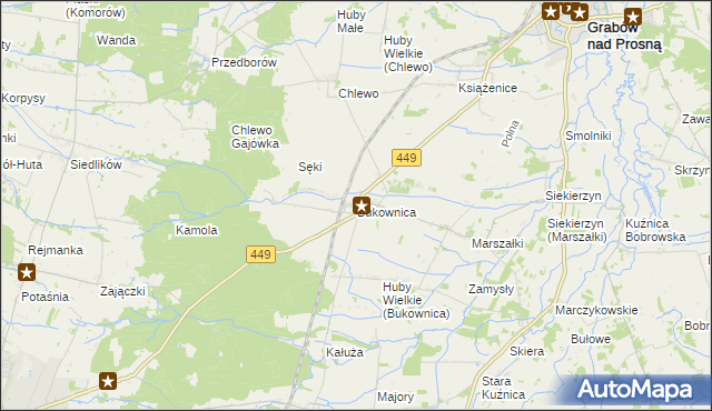 mapa Bukownica gmina Grabów nad Prosną, Bukownica gmina Grabów nad Prosną na mapie Targeo